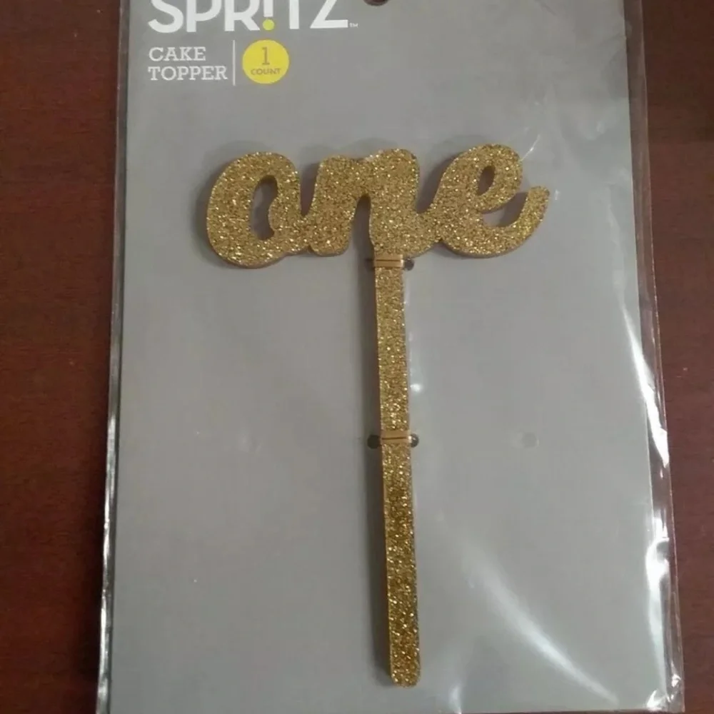 Spritz One Gold Cake Topper First Celebration NEW